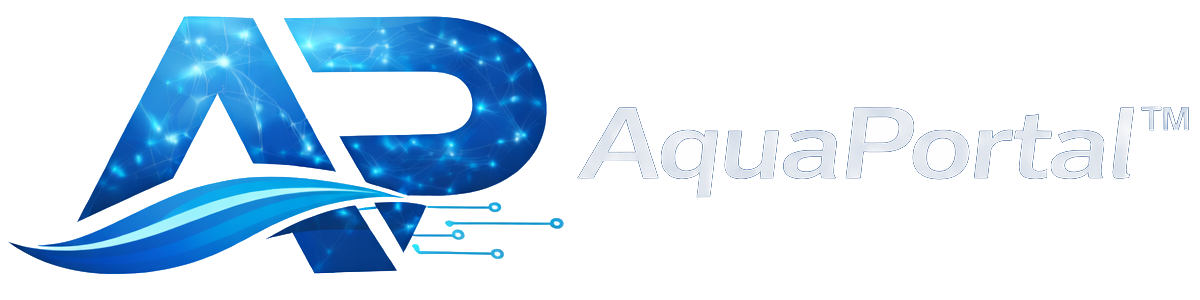 Logotyp AquaPortal — pełny kolor, ciemne tło